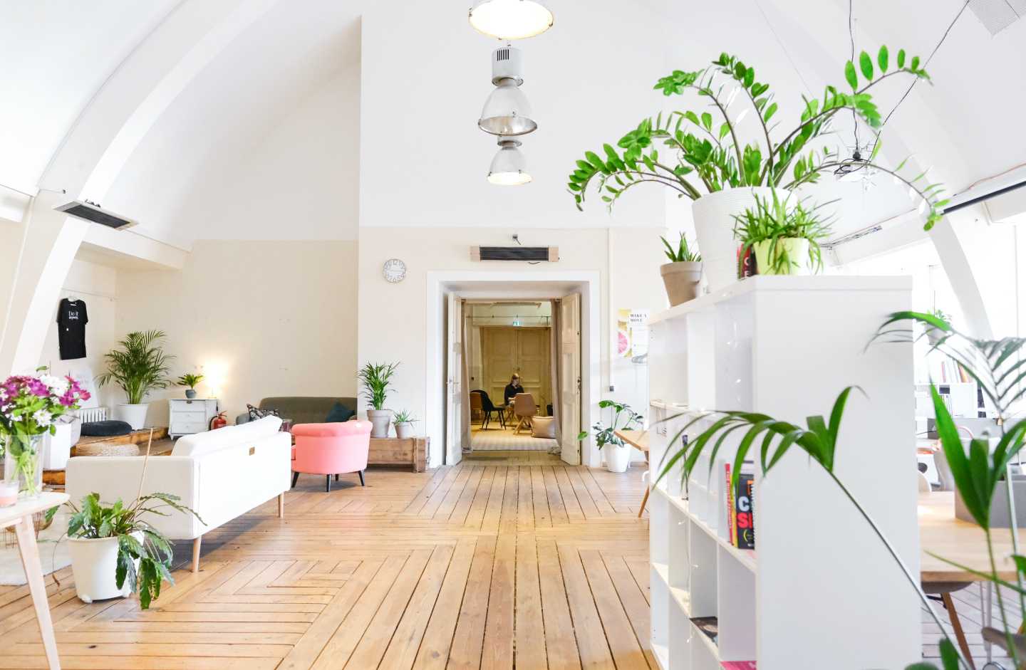 Well-lit office with beautiful plants